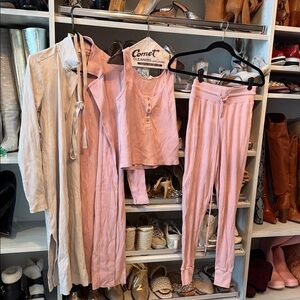 Anthropologie Pink Women's color block 3 piece Pants Set